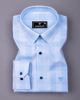 Laxion Blue Micro Check Formal Cotton Shirt