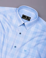 Laxion Blue Micro Check Formal Cotton Shirt