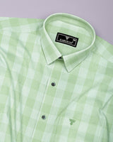 Laxion Pista Green Micro Check Formal Cotton Shirt