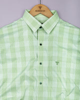 Laxion Pista Green Micro Check Formal Cotton Shirt