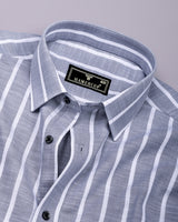Velian Gray Stripe Linen Cotton Shirt