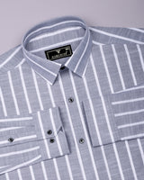 Velian Gray Stripe Linen Cotton Shirt