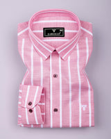 Velian Peach Pink Stripe Linen Cotton Shirt