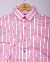 Velian Peach Pink Stripe Linen Cotton Shirt
