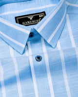 Velian SkyBlue Stripe Linen Cotton Shirt
