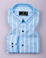 Velian SkyBlue Stripe Linen Cotton Shirt