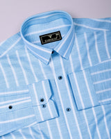 Velian SkyBlue Stripe Linen Cotton Shirt
