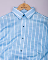 Velian SkyBlue Stripe Linen Cotton Shirt