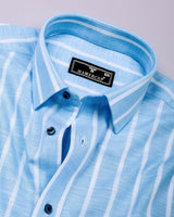 Velian SkyBlue Stripe Linen Cotton Shirt