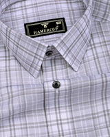 Alron Gray With White Check Premium Cotton Shirt