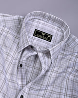 Alron Gray With White Check Premium Cotton Shirt