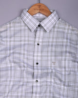 Alron Gray With White Check Premium Cotton Shirt