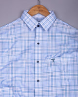 Alron Blue With White Check Premium Cotton Shirt