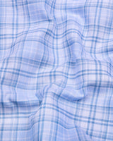 Alron Blue With White Check Premium Cotton Shirt