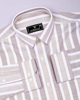 Cento Brown With Cream Stripe Dobby Cotton Shirt