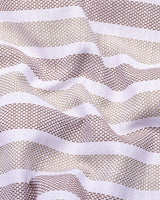 Cento Brown With Cream Stripe Dobby Cotton Shirt
