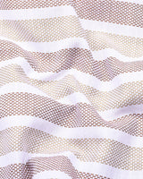 Cento Brown With Cream Stripe Dobby Cotton Shirt