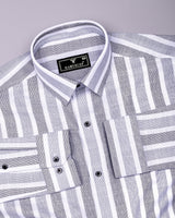 Cento Black With Gray Stripe Dobby Cotton Shirt