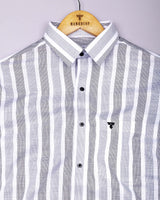 Cento Black With Gray Stripe Dobby Cotton Shirt