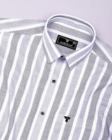 Cento Black With Gray Stripe Dobby Cotton Shirt