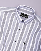 Cento Black With Gray Stripe Dobby Cotton Shirt
