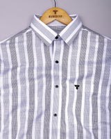 Cento Black With Gray Stripe Dobby Cotton Shirt