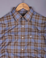 Ashron Brown With Blue Twill Check Cotton Shirt