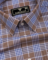 Ashron Brown With Blue Twill Check Cotton Shirt