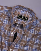 Ashron Brown With Blue Twill Check Cotton Shirt