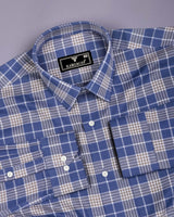 Ashron Blue With Brown Twill Check Cotton Shirt