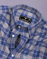 Ashron Blue With Brown Twill Check Cotton Shirt
