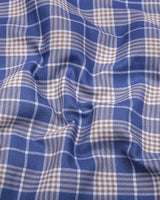 Ashron Blue With Brown Twill Check Cotton Shirt