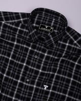 Serlo Black With White Twill Check Cotton Shirt