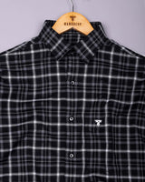 Serlo Black With White Twill Check Cotton Shirt