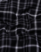 Serlo Black With White Twill Check Cotton Shirt
