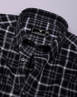 Serlo Black With White Twill Check Cotton Shirt