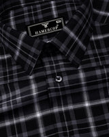 Serlo Black With White Twill Check Cotton Shirt