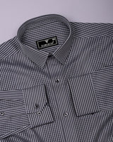 Serix Gray With Black Dobby Stripe Premium Giza Shirt