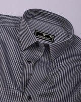 Serix Gray With Black Dobby Stripe Premium Giza Shirt