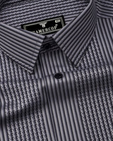 Serix Gray With Black Dobby Stripe Premium Giza Shirt
