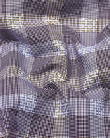 Nefrio Maroon With Houndstooth Check Premium Giza Shirt