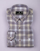 Nefrio Maroon With Houndstooth Check Premium Giza Shirt