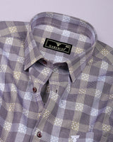 Nefrio Maroon With Houndstooth Check Premium Giza Shirt