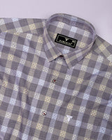 Nefrio Maroon With Houndstooth Check Premium Giza Shirt