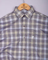 Nefrio Maroon With Houndstooth Check Premium Giza Shirt