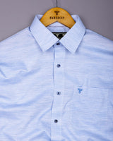 Glazio Blue Self Weft Stripe Dobby Cotton Shirt