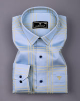 Torin SkyBlue Jacquard Check Premium Gizza Shirt
