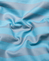 Creno Aqua Blue With Gray Stripe Premium Giza Shirt