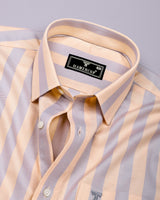Creno Orange With Gray Stripe Premium Giza Shirt