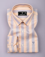 Creno Orange With Gray Stripe Premium Giza Shirt